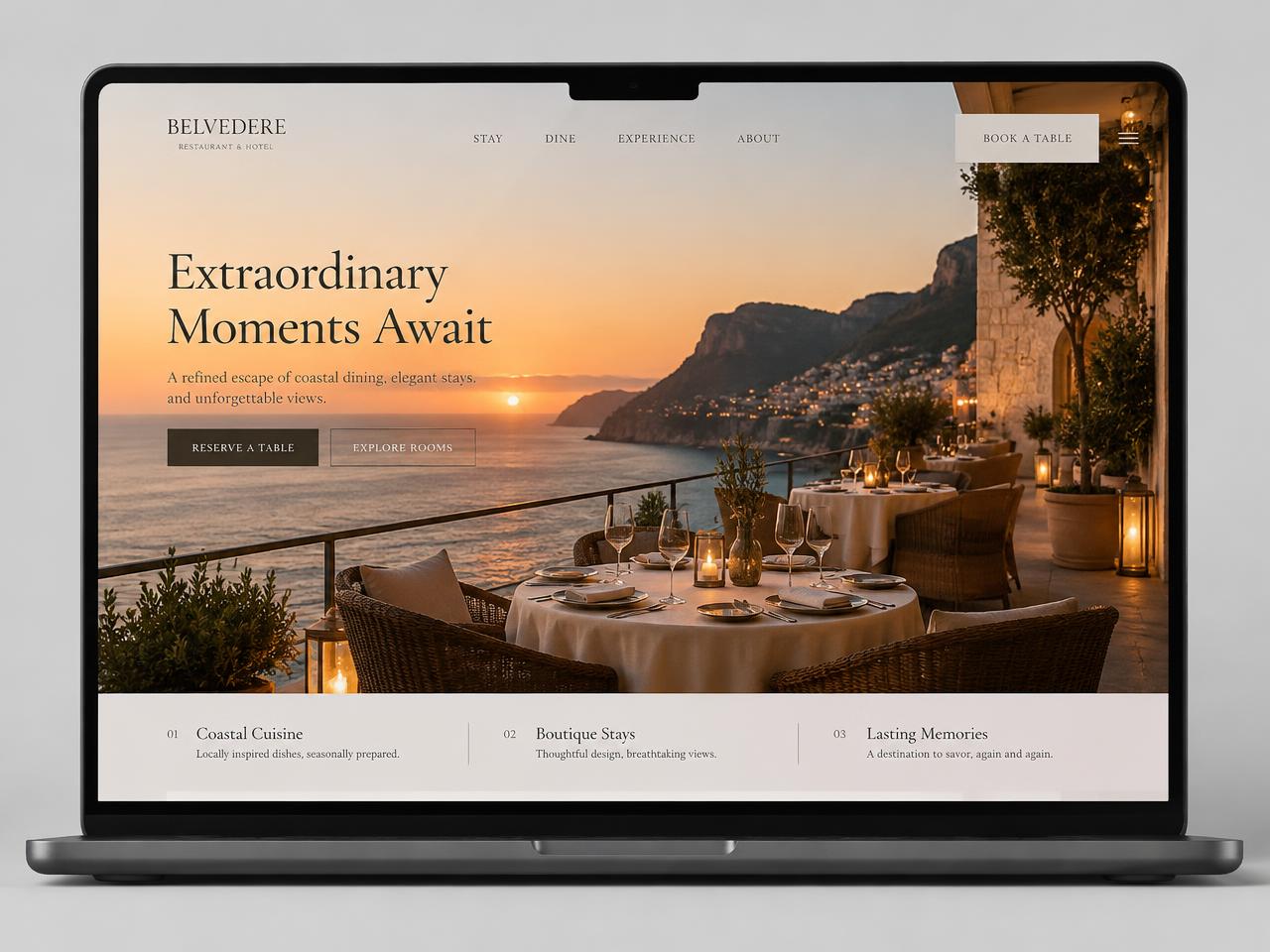 Aperçu d'un site pour le secteur restaurants et hôtels